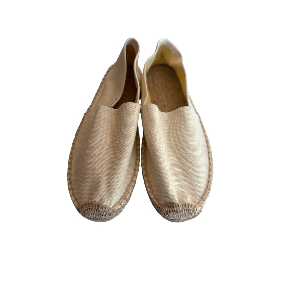 Soludos Espadrille Beige Canvas Dali Slip On Flats Jute Sole Mens 8 Womens 10
